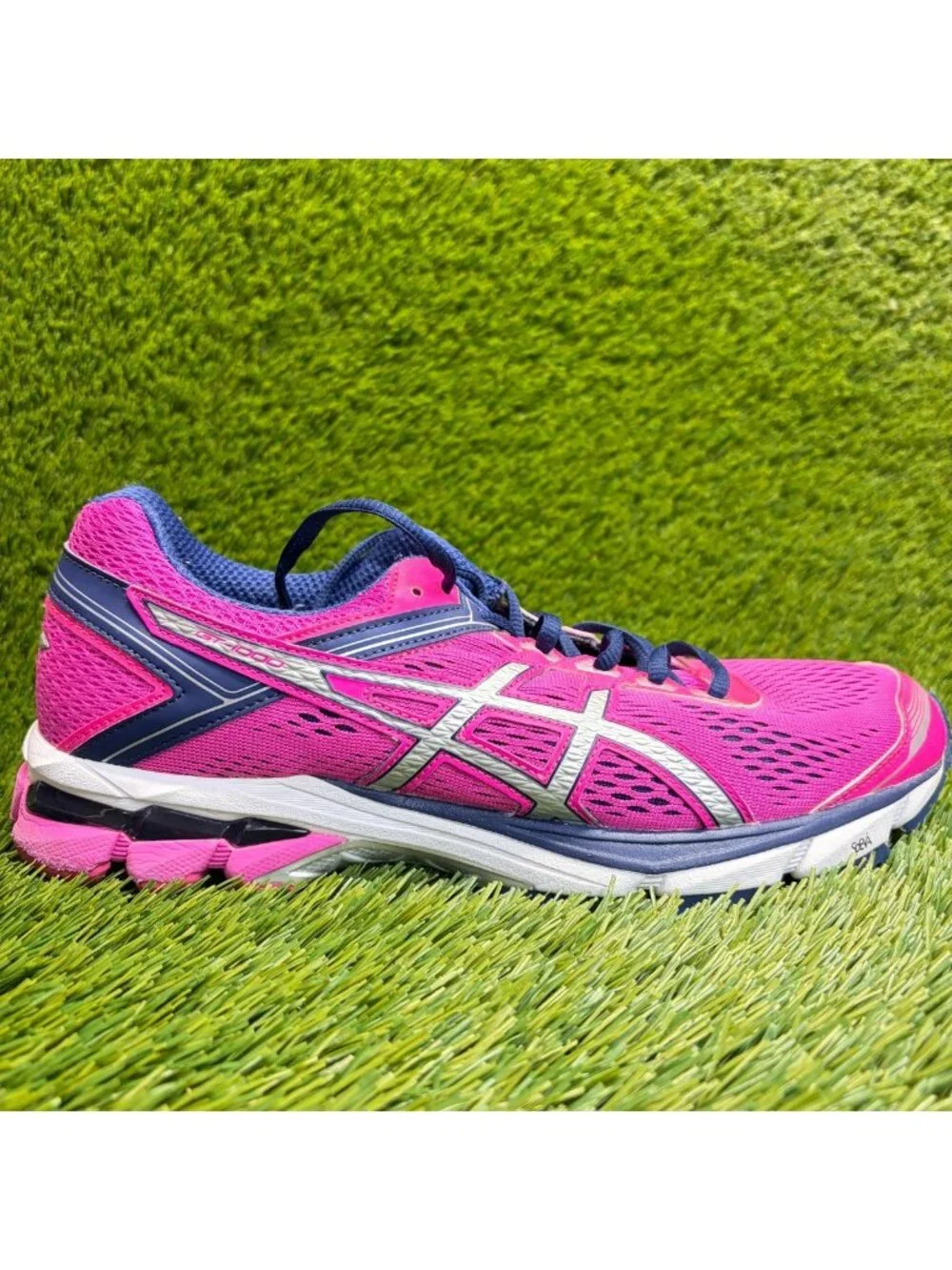 Asics GT-1000 4 Womens Size 11 Pink Blue Silver Athletic Running Shoes Sneakers
